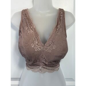 NWT Dreamfit Pebble Gray‎ Unlined Lace Bra Bralette 3X Croquette Romantic XXXL